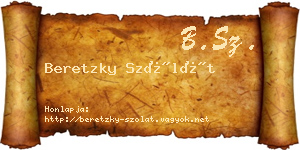 Beretzky Szólát névjegykártya